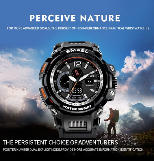 SMAEL 1702 Top Brand Luxury Sport Watch Men Digital Watches 5Bar Waterproof Military Dual Display Wristwatches Relogio Masculino