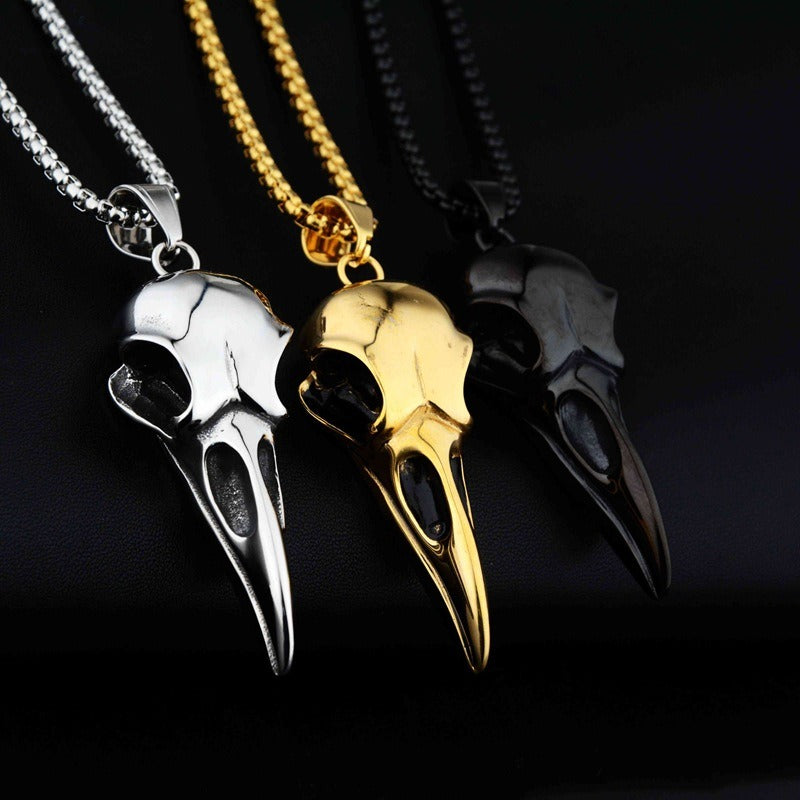 Crow Head Pendant Hip Hop Versatile Titanium Steel Necklace Personalized Couple Jewelry for Men