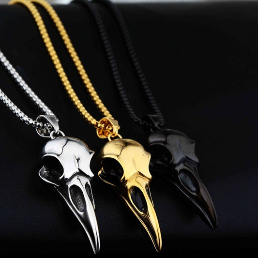 Crow Head Pendant Hip Hop Versatile Titanium Steel Necklace Personalized Couple Jewelry for Men