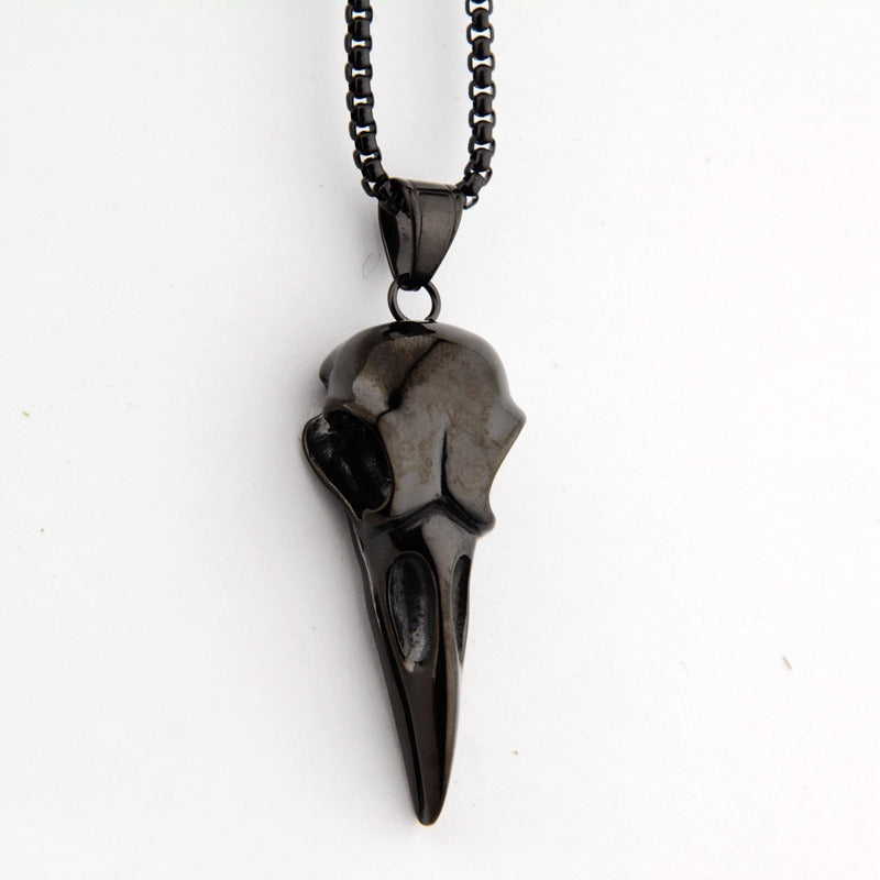 Crow Head Pendant Hip Hop Versatile Titanium Steel Necklace Personalized Couple Jewelry for Men