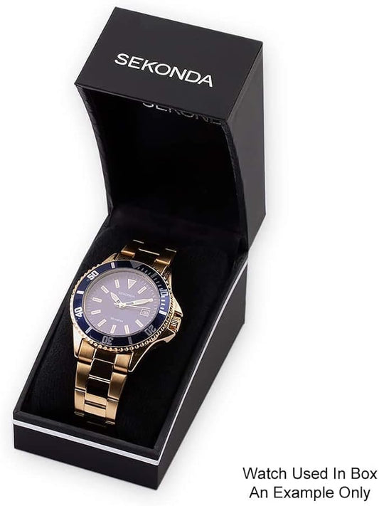 Sekonda Mens Blue Dial Analogue Display and Gold Plated Bracelet Watch 1516